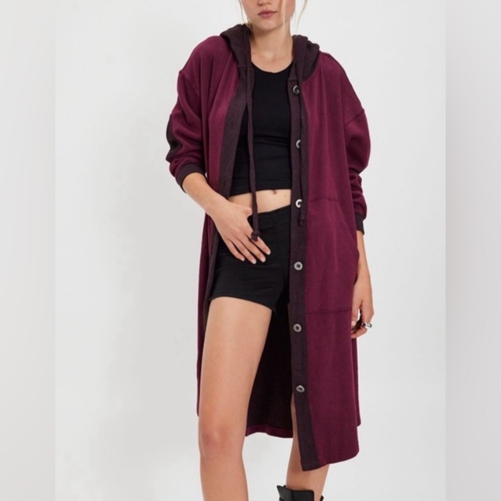 Free people tomorrows sweatshirt cardigan damson purple